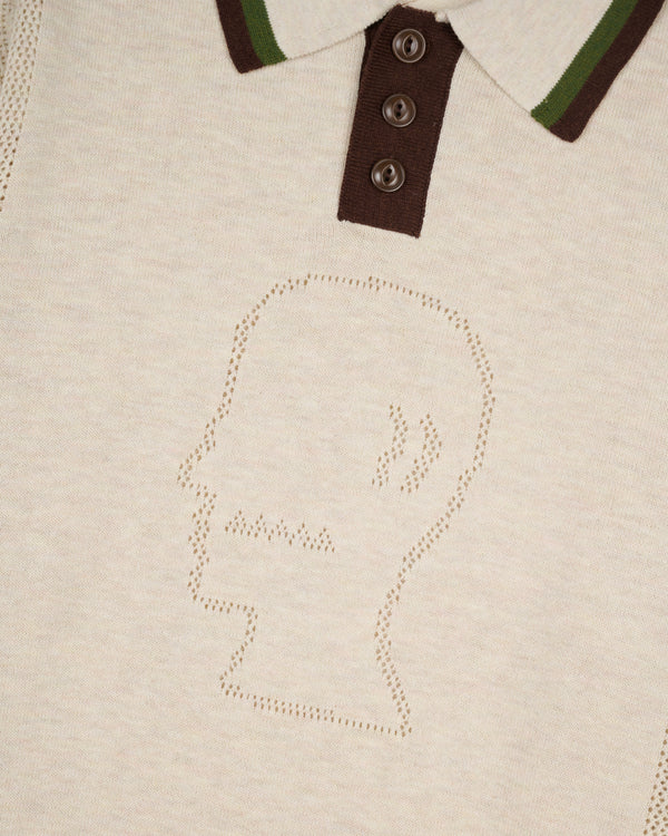 Brain Dead - Men's Logo Head Pointelle Polo - (Natural)