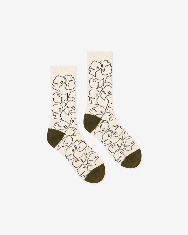Brain Dead - Logohead Crew Socks - (Cream)