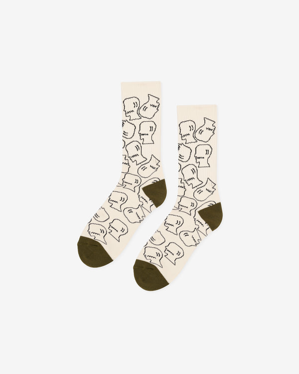 Brain Dead - Logohead Crew Socks - (Cream)