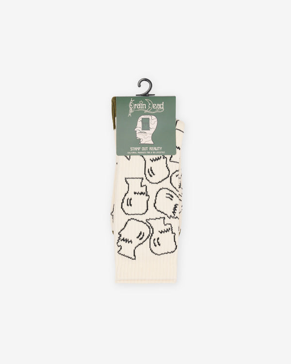 Brain Dead - Logohead Crew Socks - (Cream)