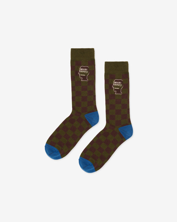 Brain Dead - Logohead Dress Socks - (Checker Red)