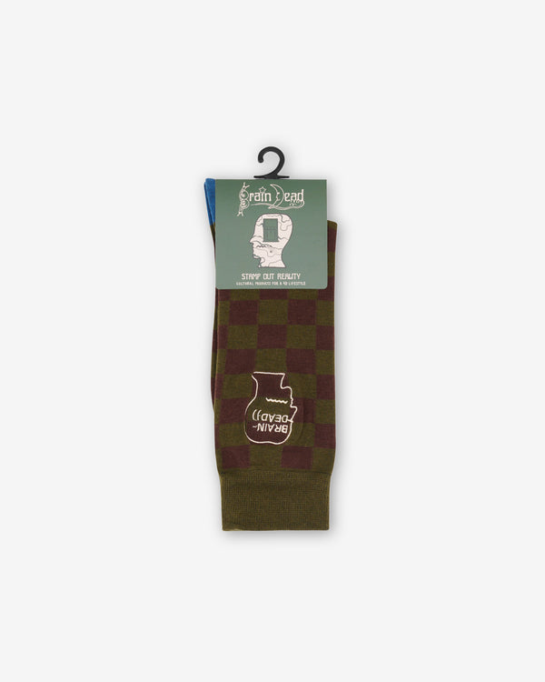 Brain Dead - Logohead Dress Socks - (Checker Red)