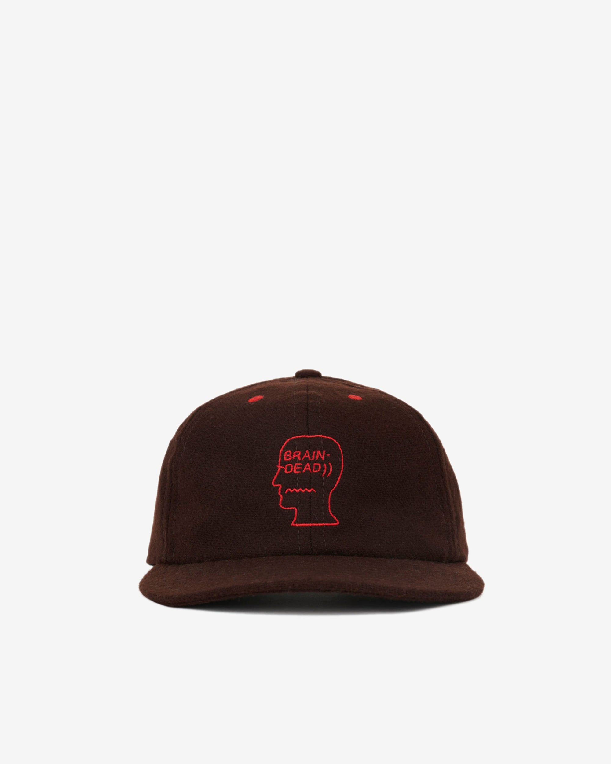 Brain Dead - Men's Flannel Logohead 6 Panel Hat - (Brown) view 4, Click to Zoom in