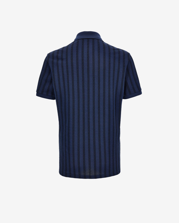 Versace - Men's Jacquard Cotton Piqué Polo - (Navy/Black)