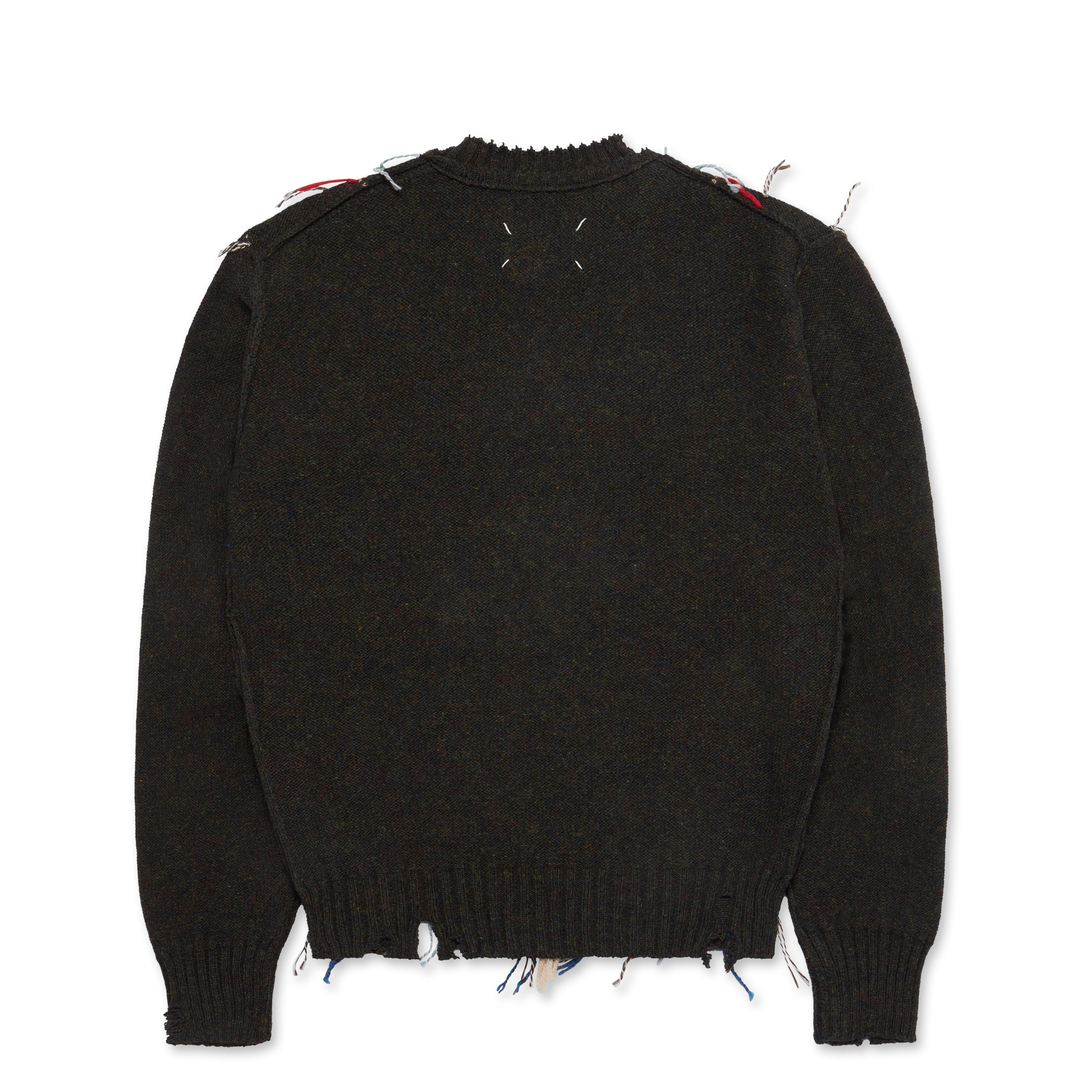 Maison Margiela - Men's Cut-out Knit Sweater - (Dark Green/Walnut)