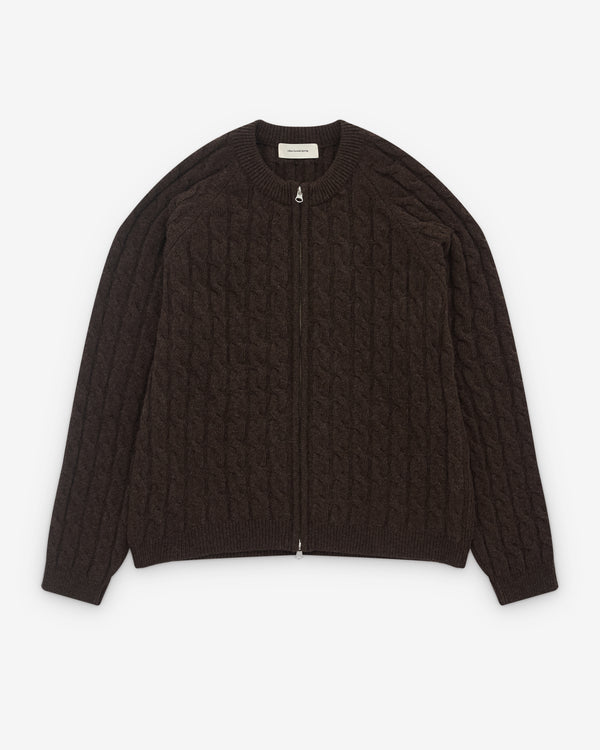 Mfpen - Men's Editor Zip Sweater - (Brown Cable Knit)