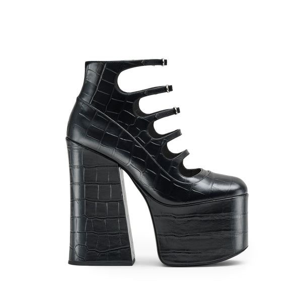 Marc Jacobs - The Croc Embossed Kiki Ankle Boot - (Black)