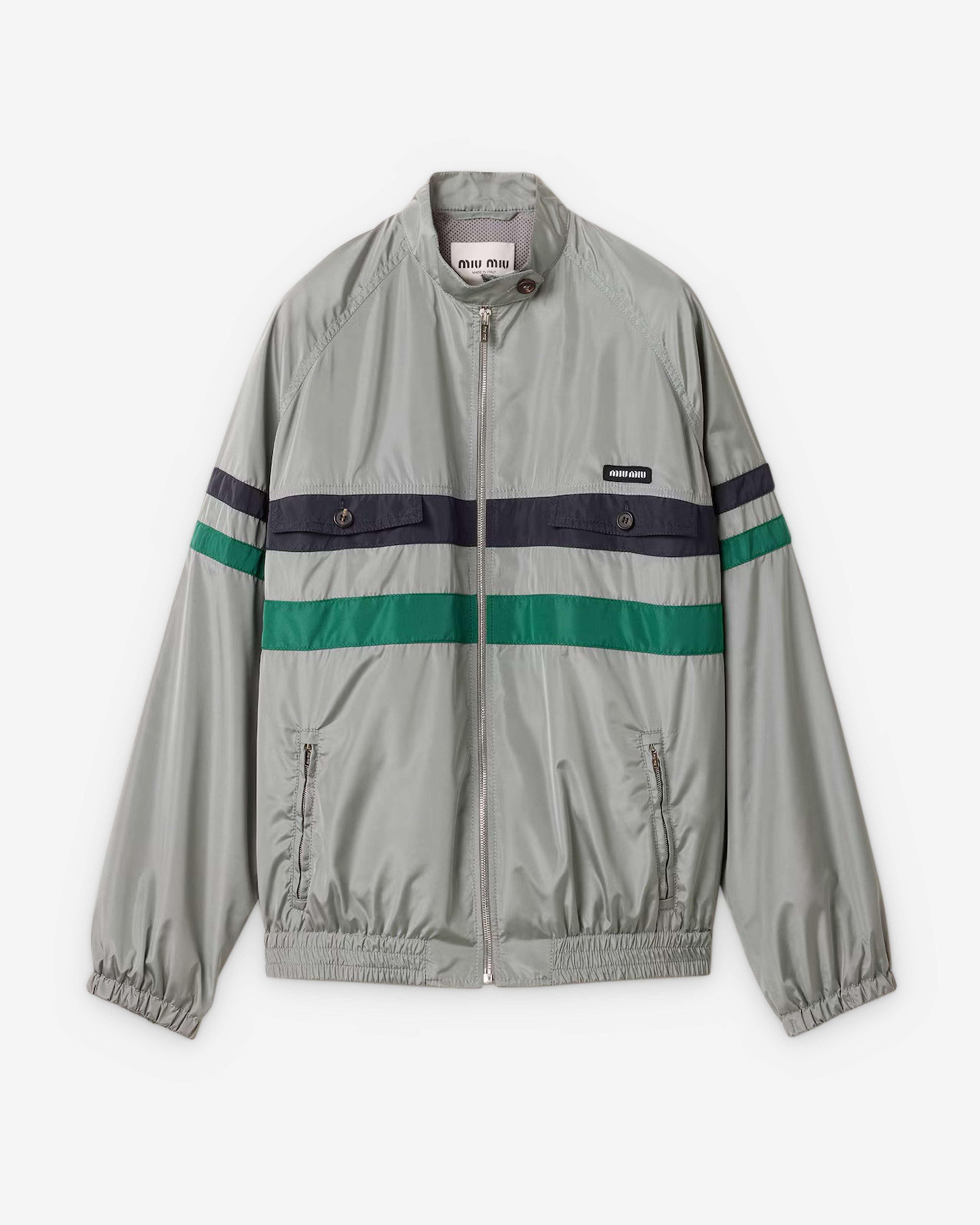ジャケット・アウター muni Miu Miu: Women's Technical Silk Blouson Jacket (Lead Gray) | DSMNY