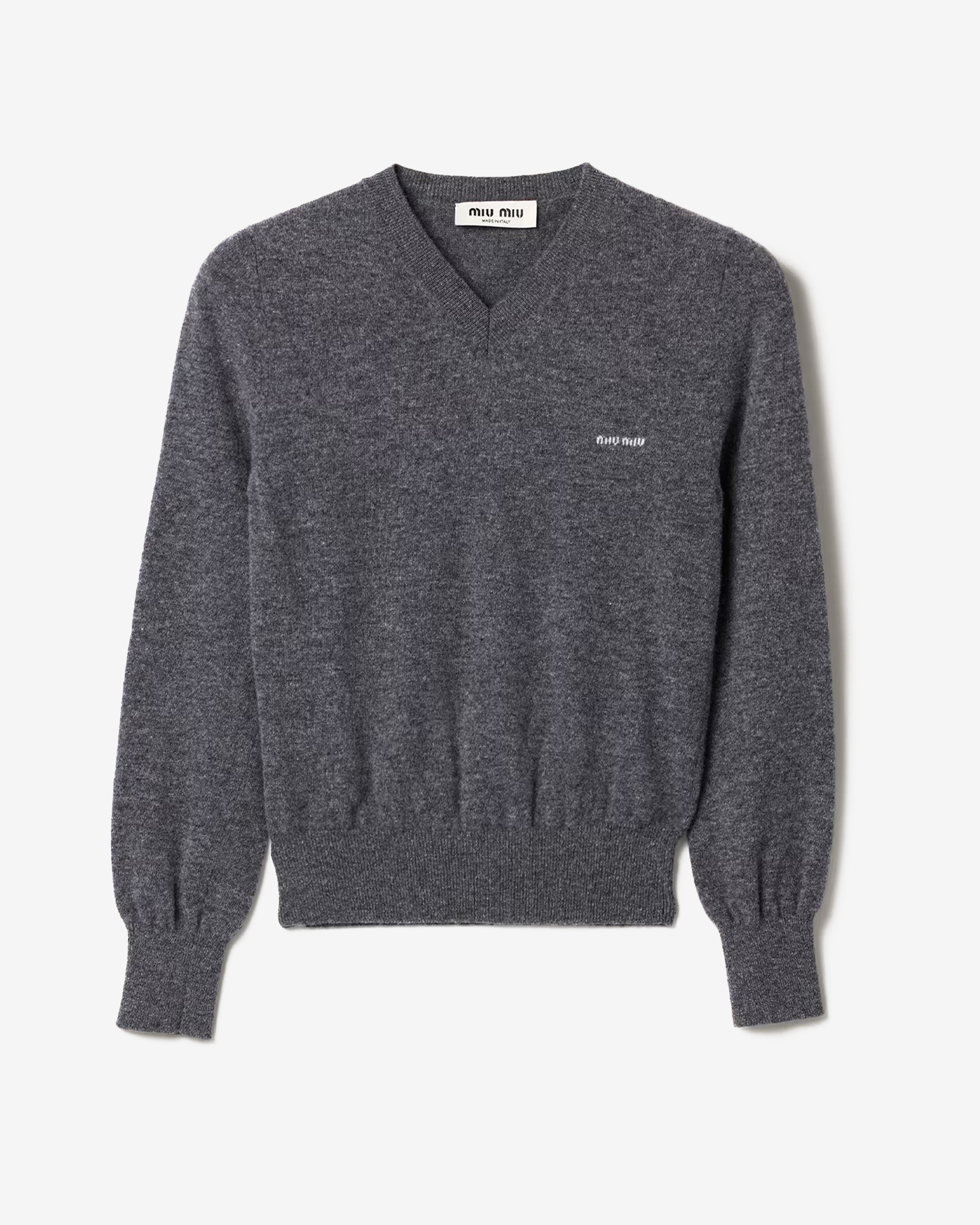 【ダル】　miumiu サマーニット Miu Miu: Men's V-Neck Wool Cardigan (Slate Gray) | DSMNY E-SHOP