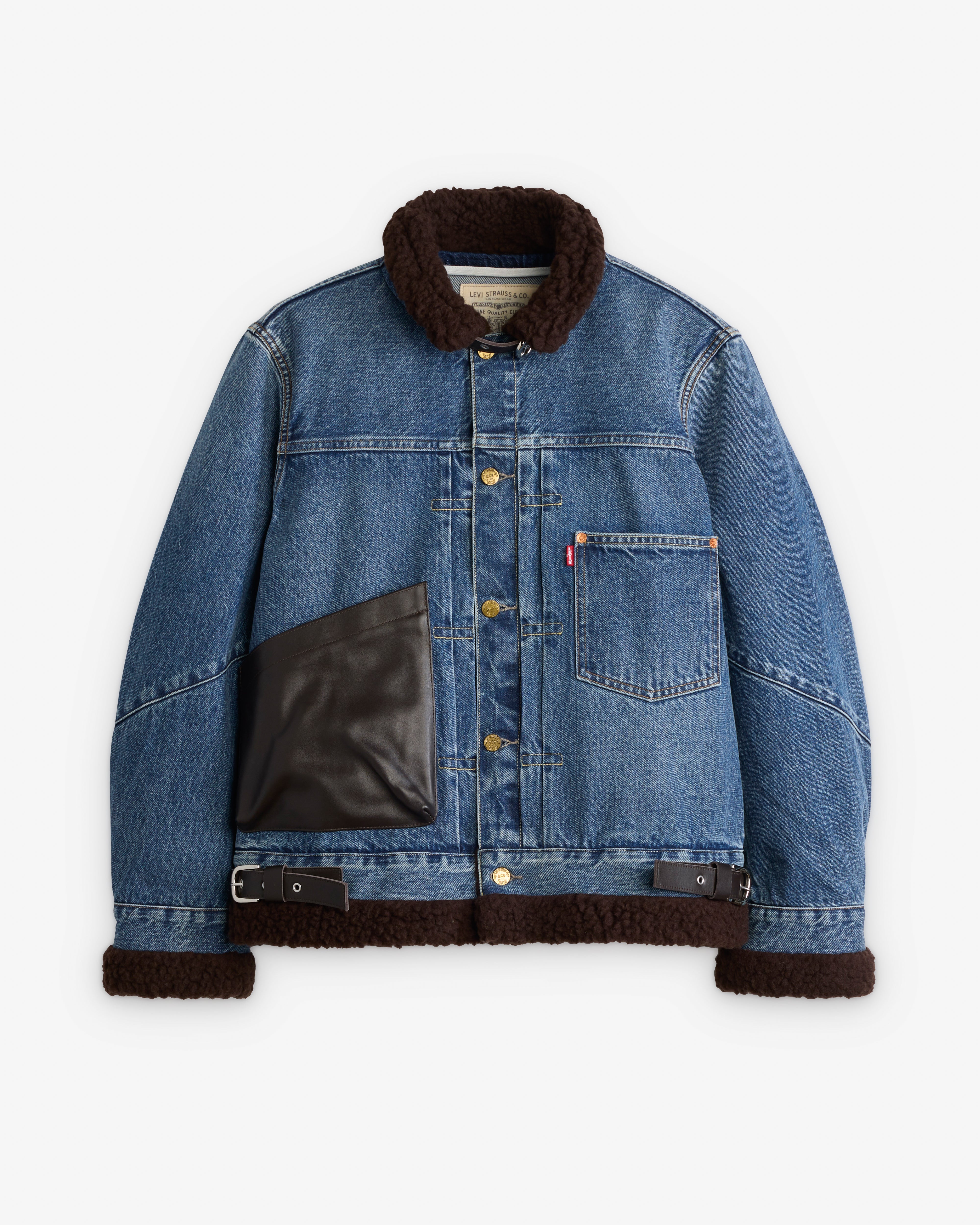 Sacai: Men's Levi's Sherpa Jacket (Washed Indigo) | DSMNY E-SHOP