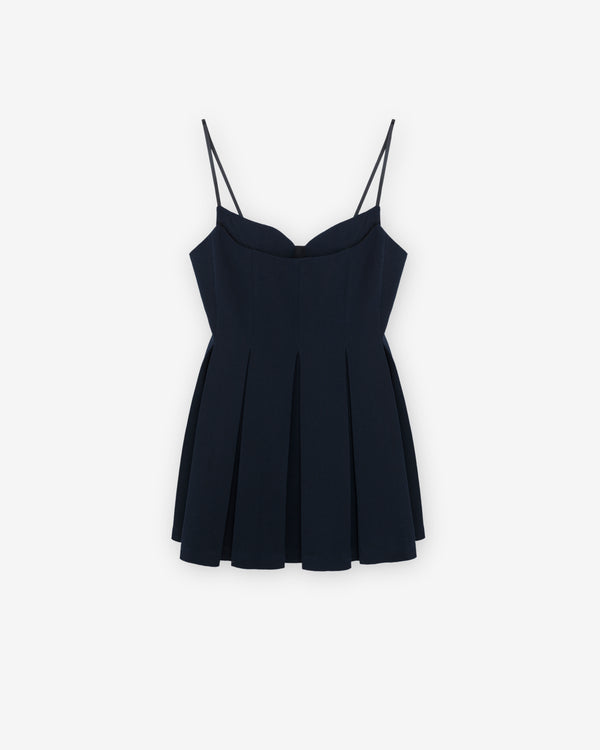 SHUSHU/TONG - Women's Pleated Camisole Dress - (Navy Blue)