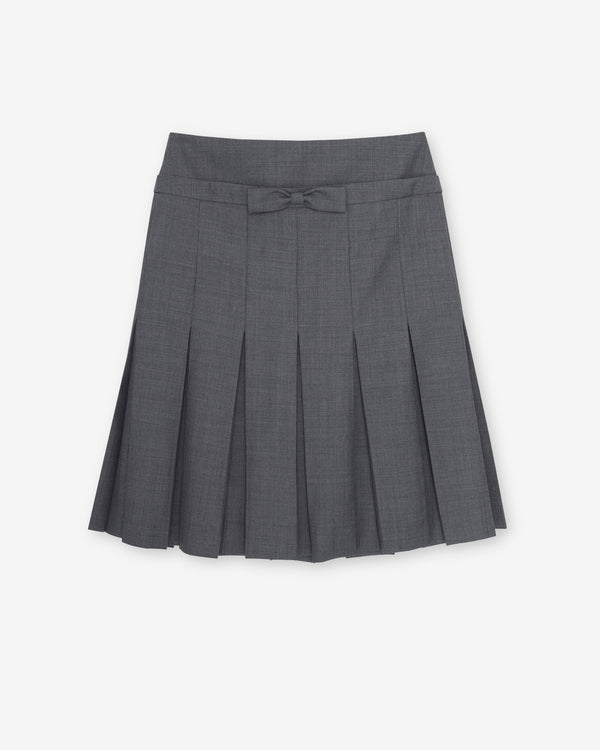 SHUSHU/TONG - Women's Bow Waist Pleated Skirt - (Grey)