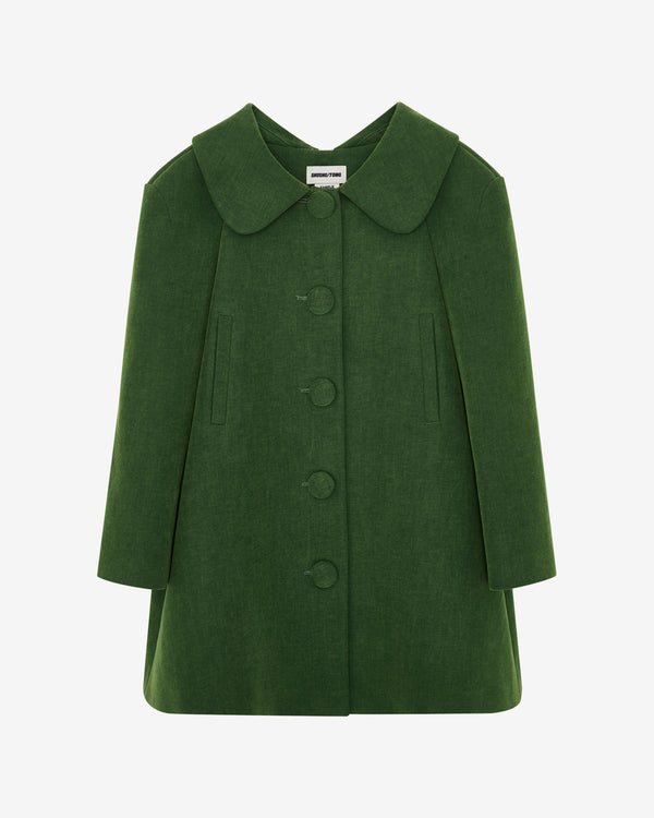 ShuShu/Tong - Women's Oversized Lapel Long Coat - (Green)