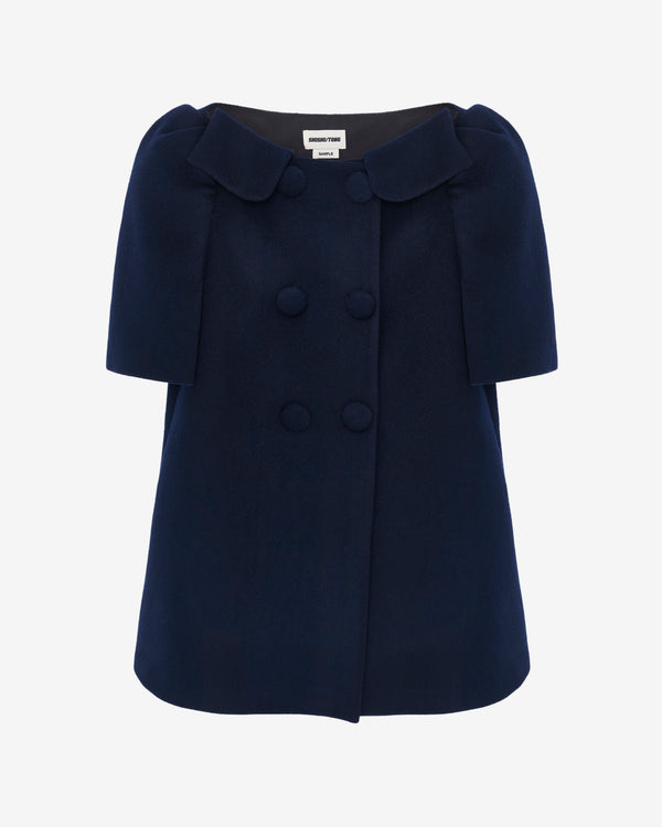 ShuShu/Tong - Women's Oversized Curved Lapel Coat - (Navy)