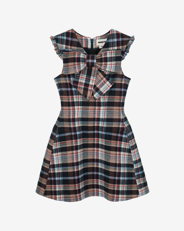 ShuShu/Tong - Women's Big Bow Short Dress - (Plaid)