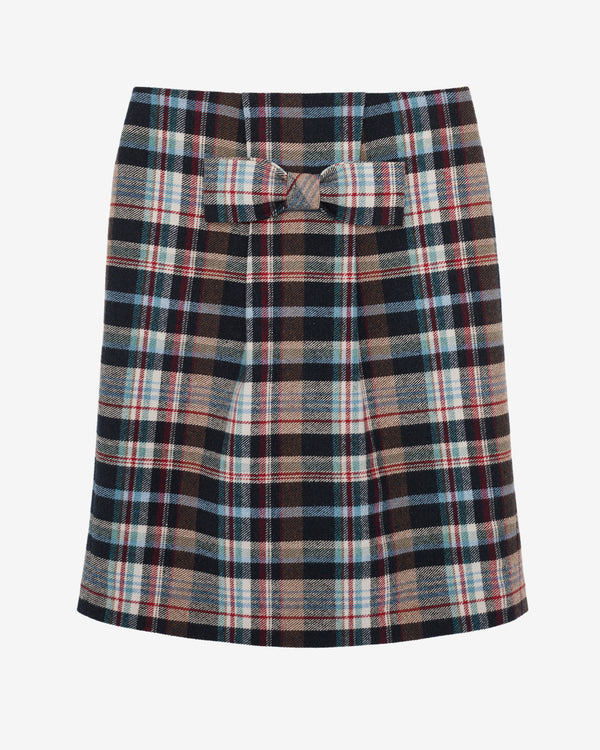 ShuShu/Tong - Women's Bow Detail Straight Skirt - (Plaid)