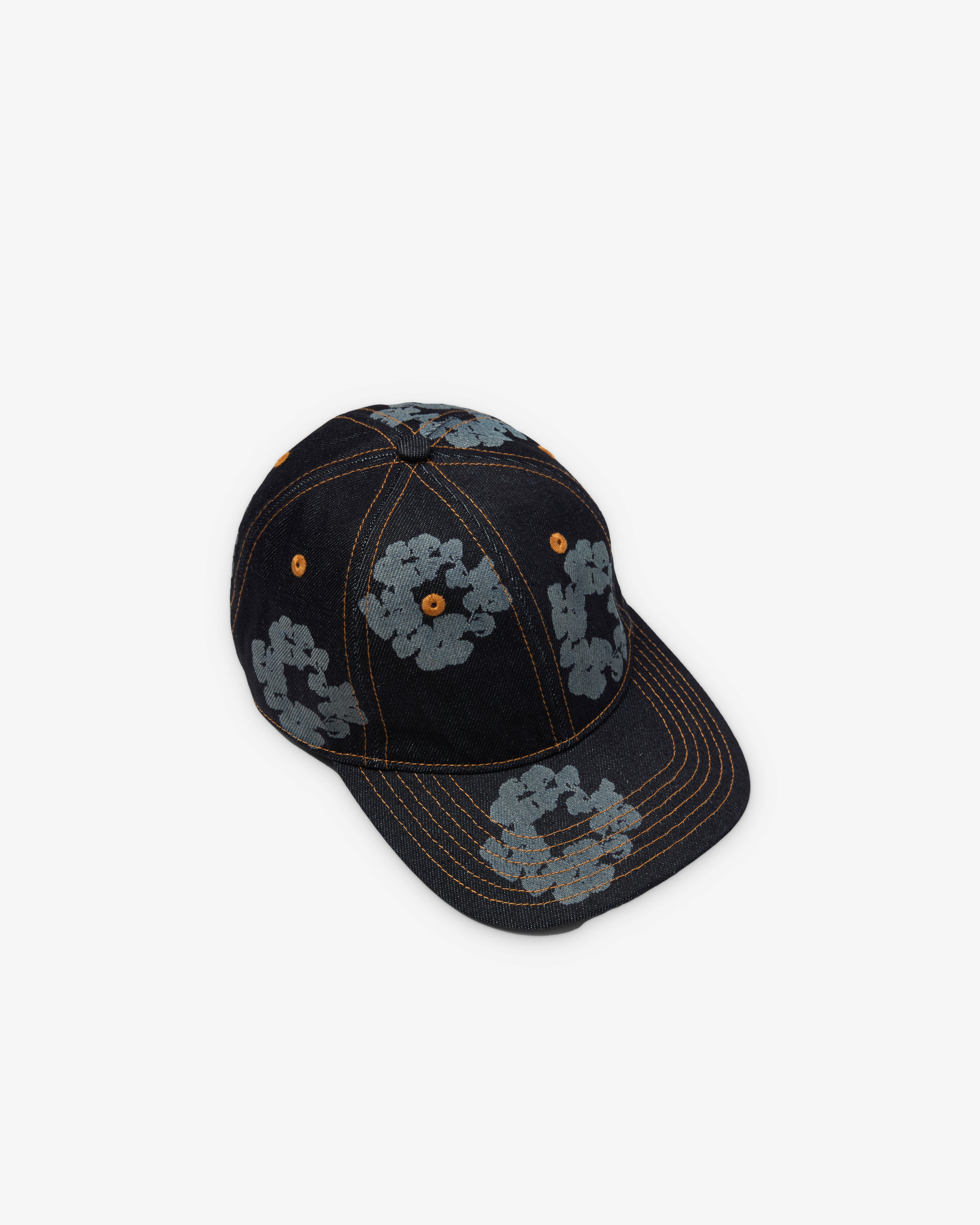 Denim Tears: Men's Mono Cotton Wreath Raw Denim Cap (Indigo Wash