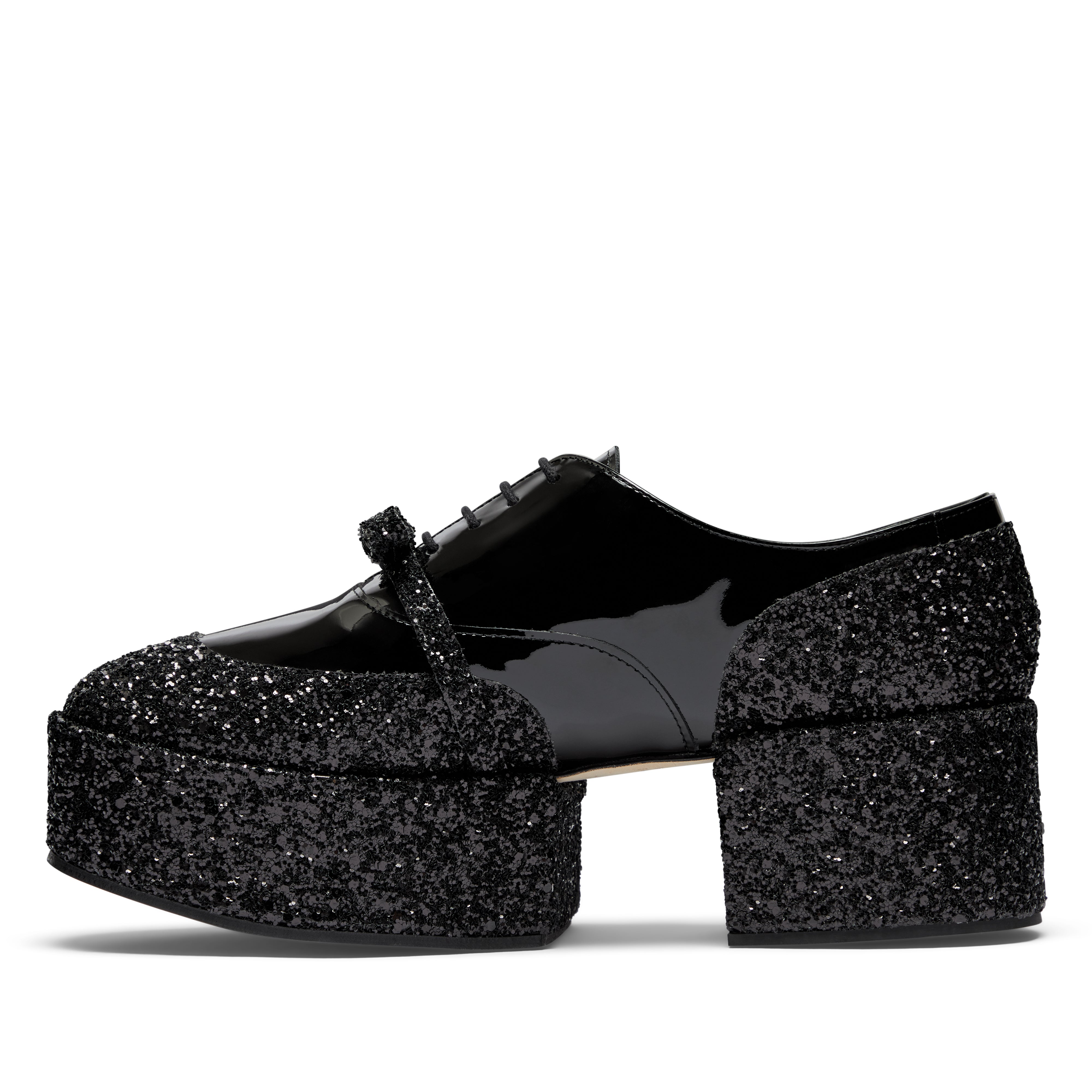 Noir Kei Ninomiya - Repetto Glitter Platform Mary Janes - (Black/Black)