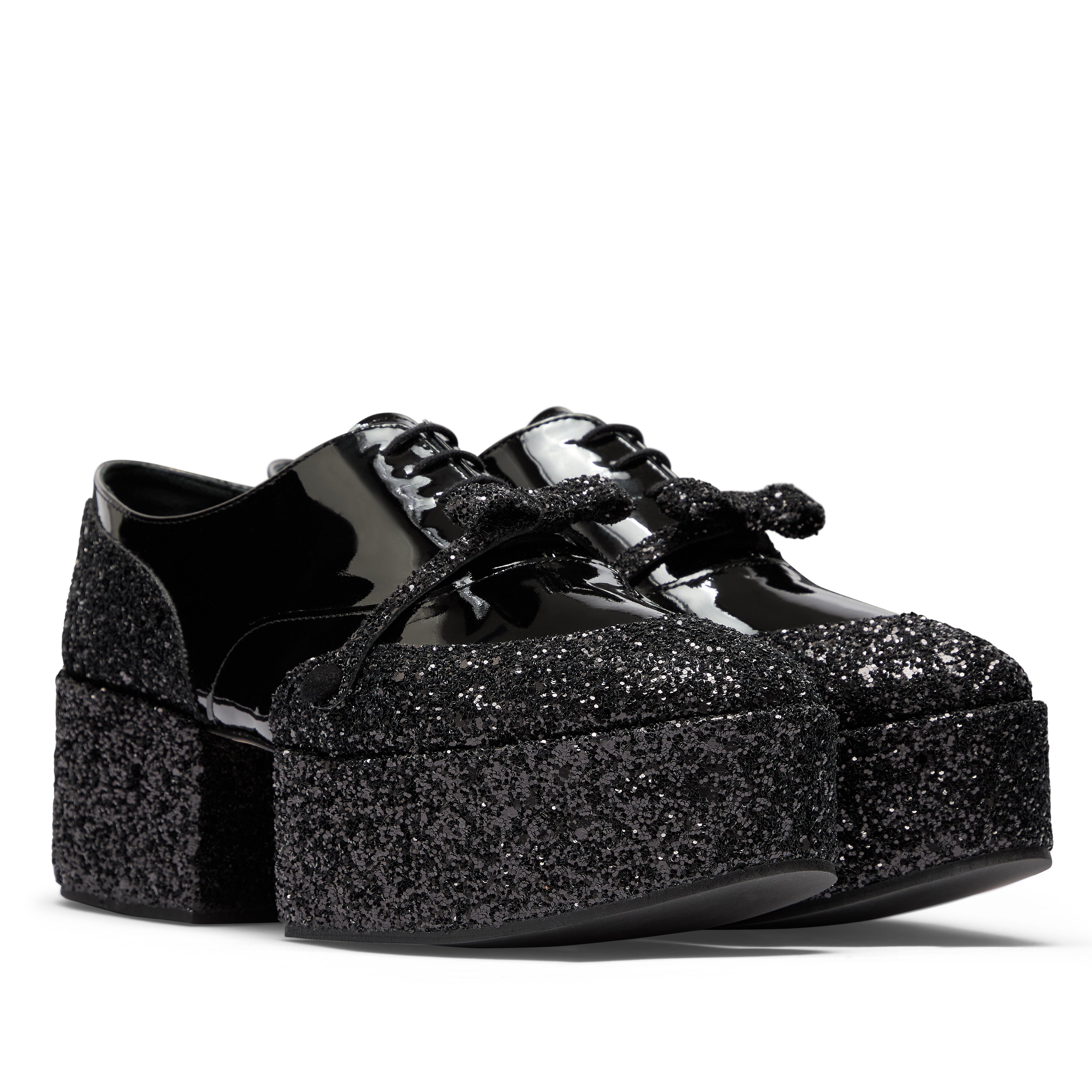 Noir Kei Ninomiya - Repetto Glitter Platform Mary Janes - (Black/Black)