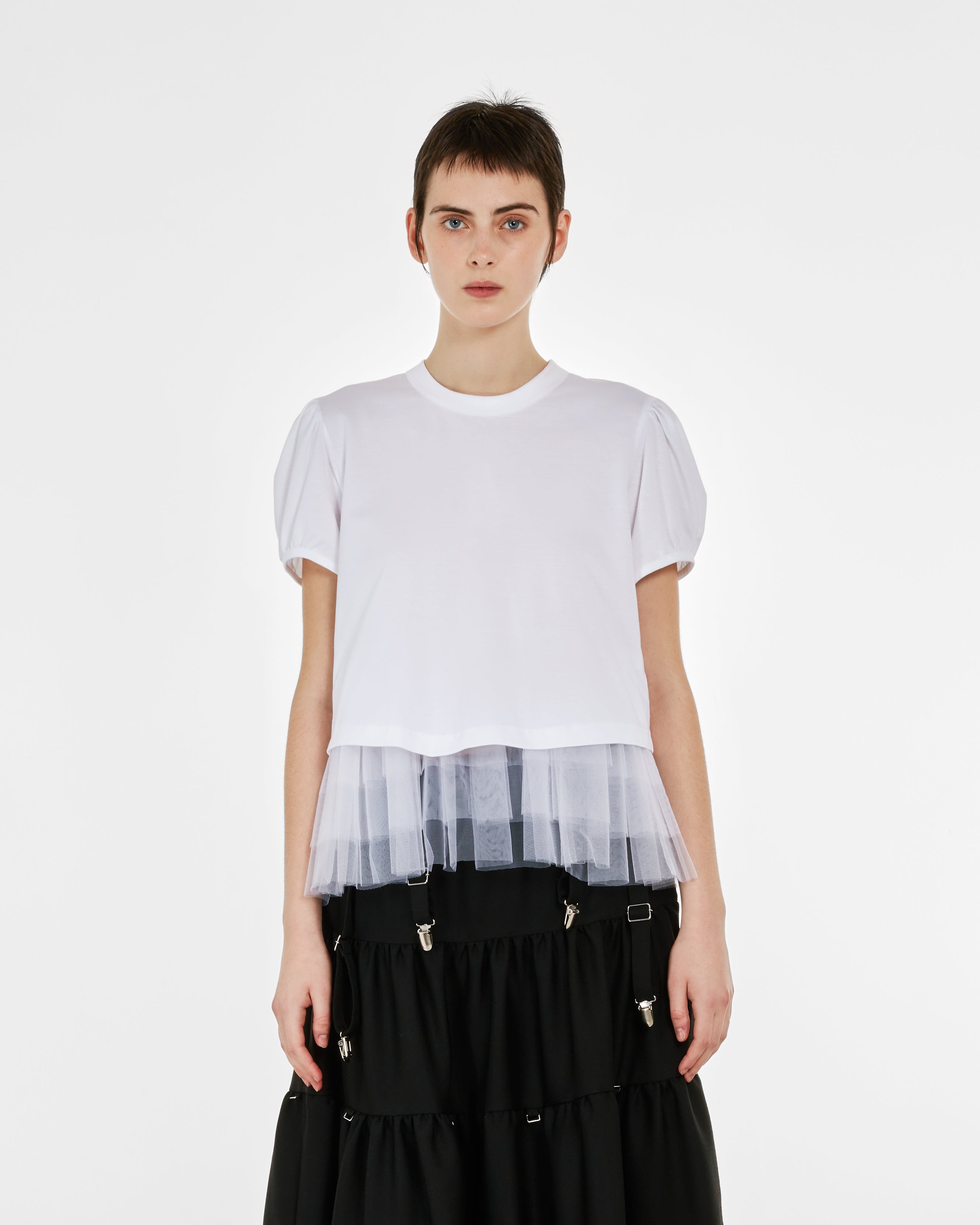 Noir Kei Ninomiya - Women's Tulle Layered T-Shirt - (White)