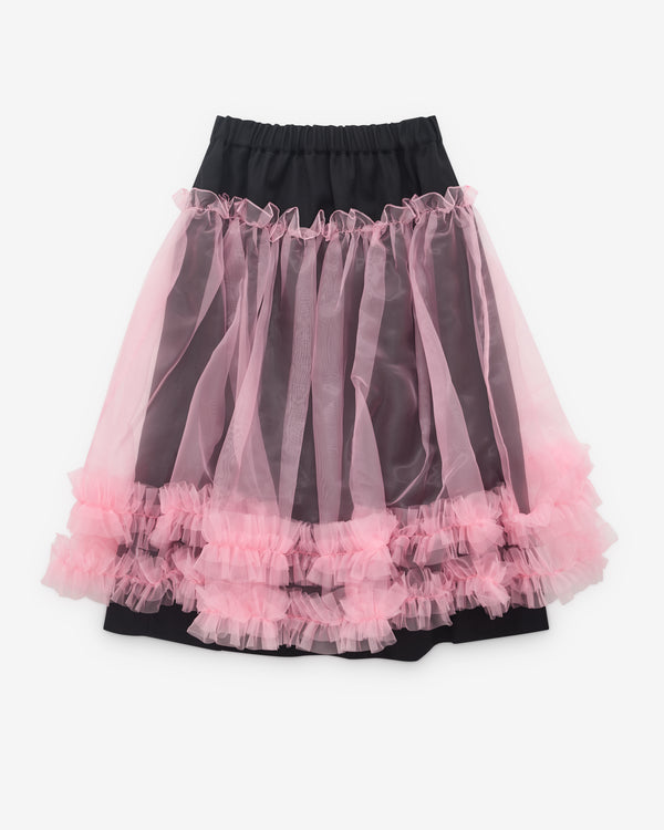 Noir Kei Ninomiya - Women's Tulle Overlay Skirt - (Black/Pink)