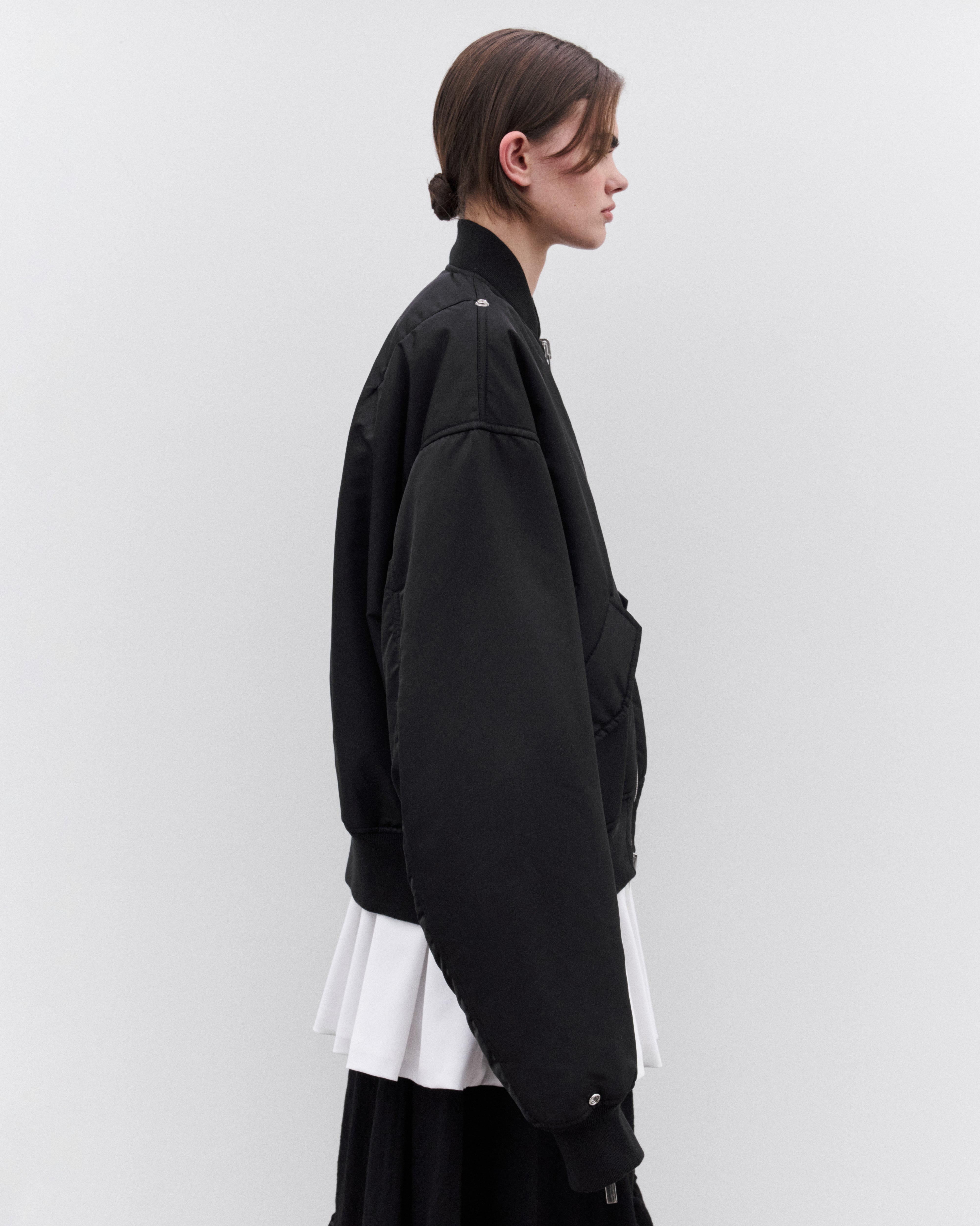 Noir Kei Ninomiya: Women's Zip Detail Bomber Jacket (Black