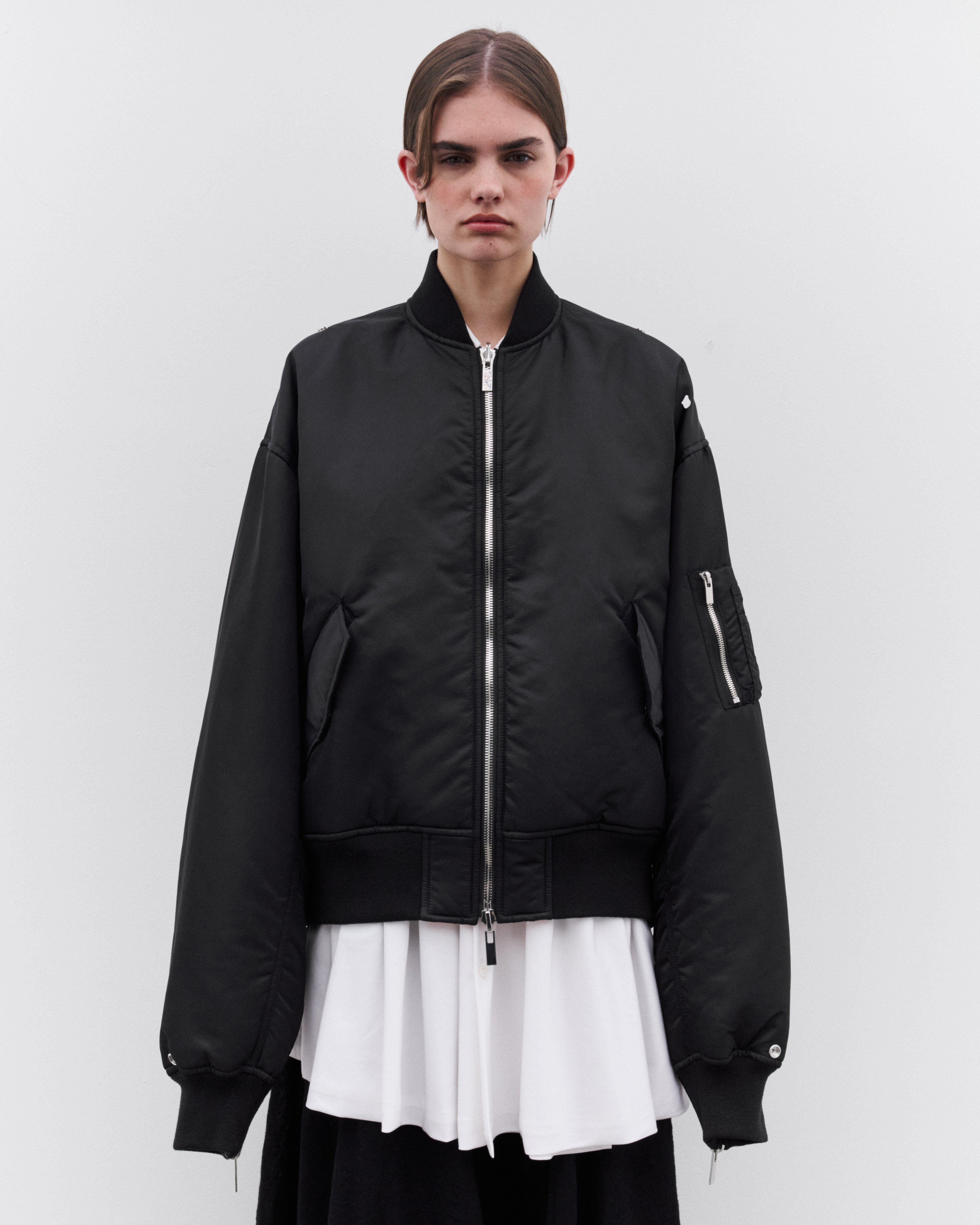 Noir Kei Ninomiya: Women's Zip Detail Bomber Jacket (Black