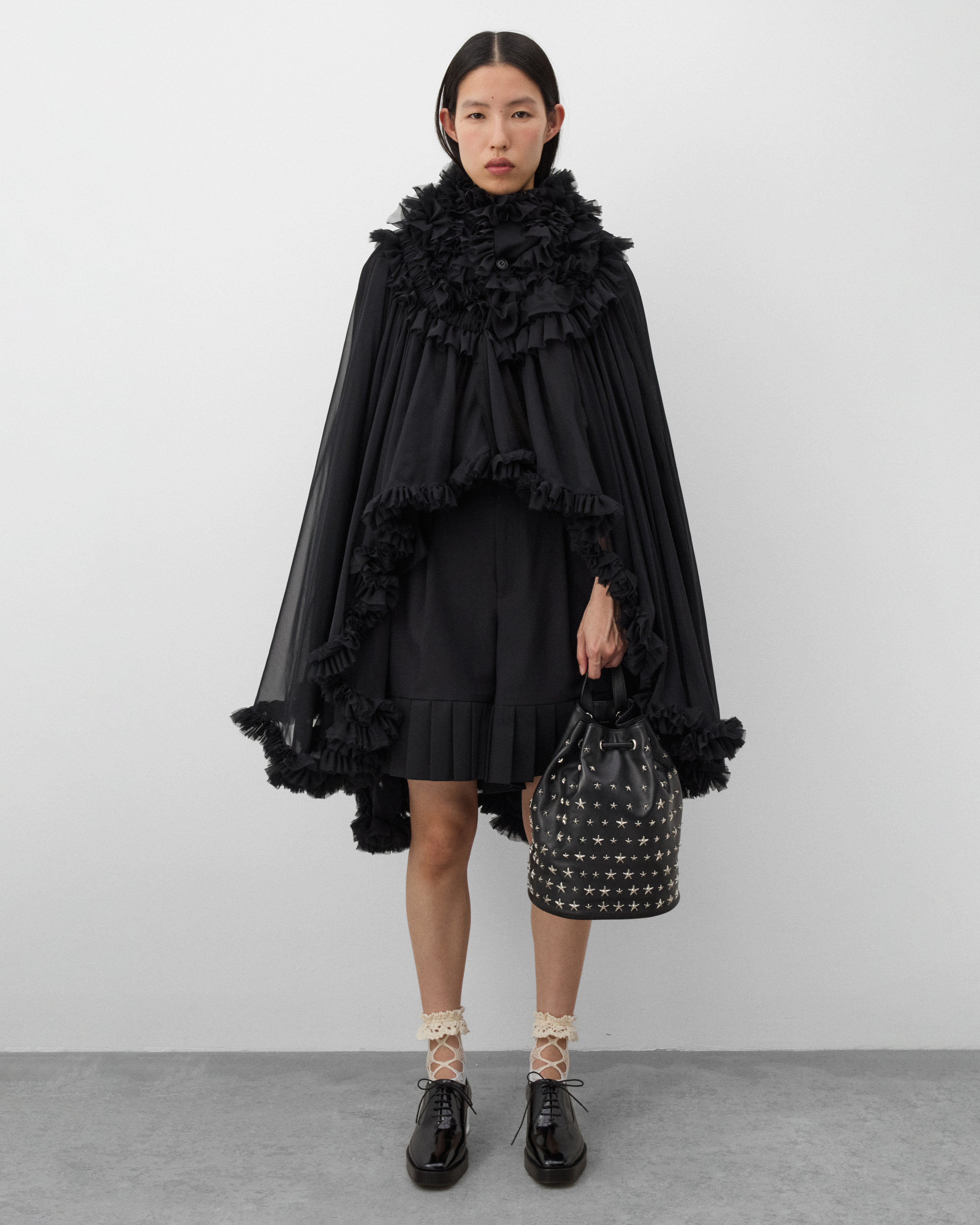 Noir Kei Ninomiya: Women's Georgette Jacket (Black) | DSMNY E-SHOP