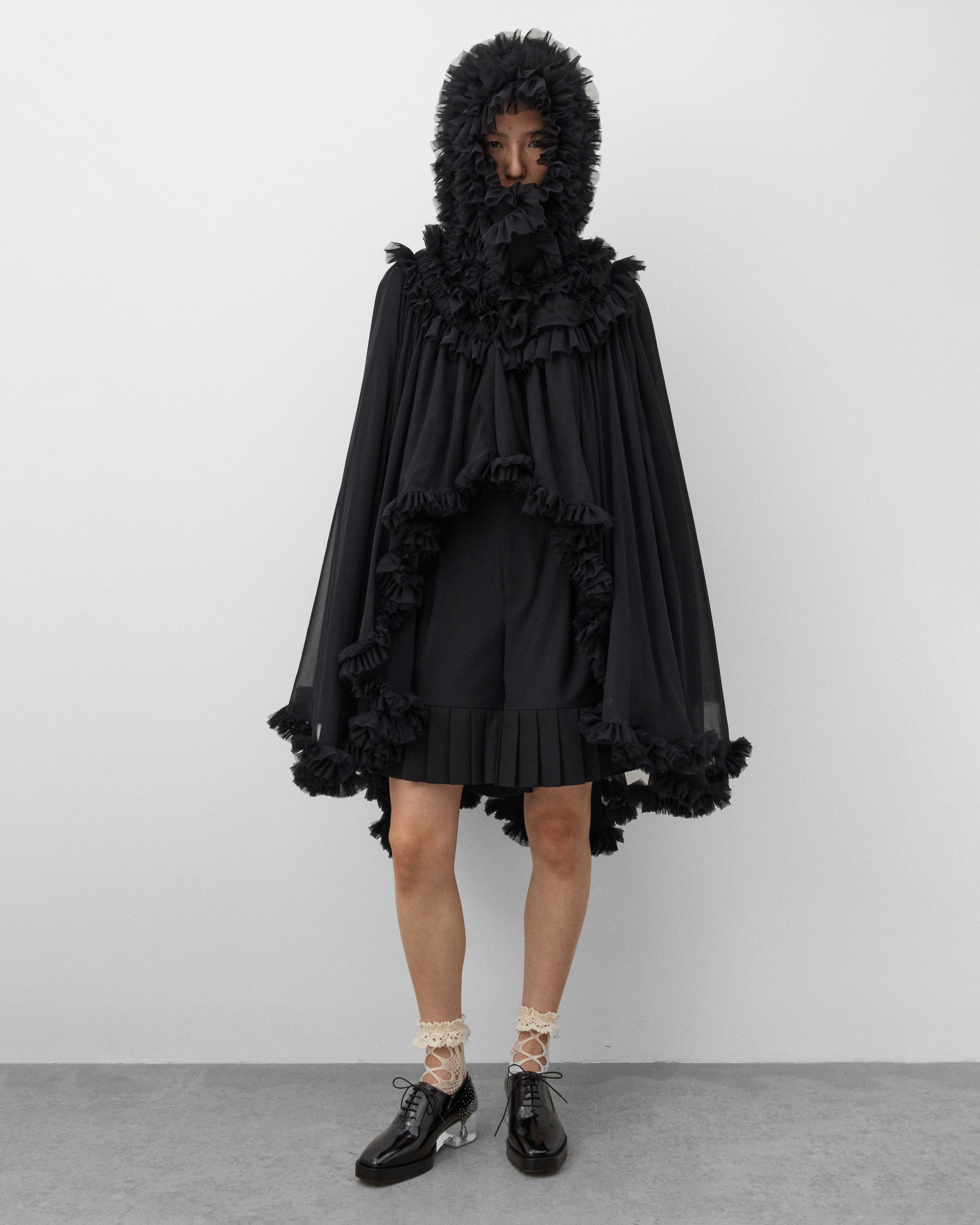 Noir Kei Ninomiya: Women's Georgette Jacket (Black) | DSMNY E-SHOP