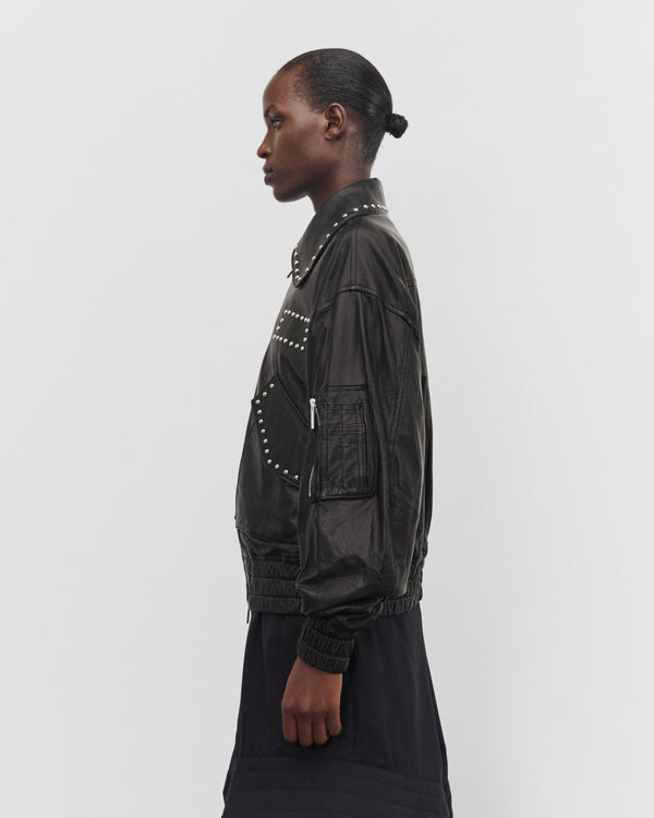 Noir Kei Ninomiya - Women's Studded Leather Jacket - (Black)