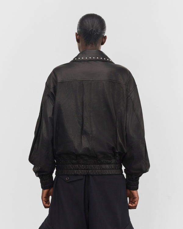 Noir Kei Ninomiya - Women's Studded Leather Jacket - (Black)