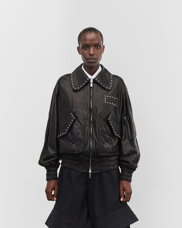 Noir Kei Ninomiya - Women's Studded Leather Jacket - (Black)