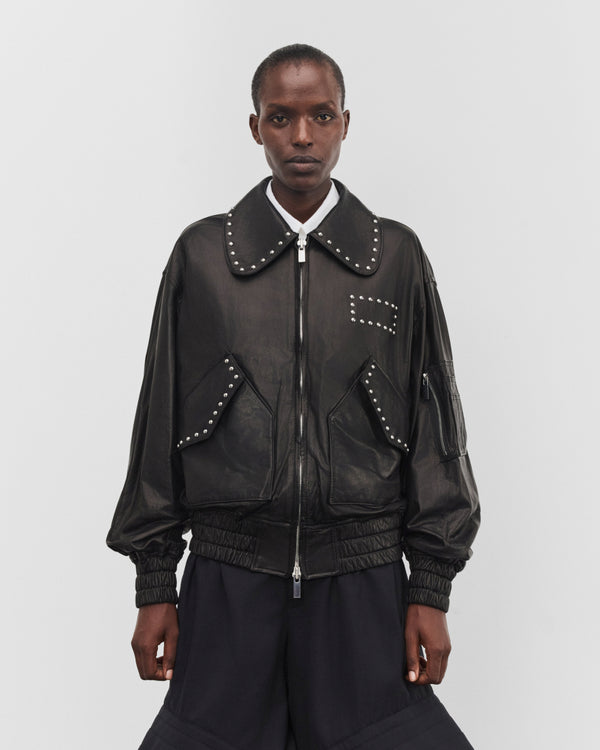 Noir Kei Ninomiya - Women's Studded Leather Jacket - (Black)