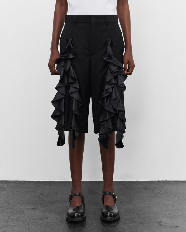 Noir Kei Ninomiya - Women's Cropped Zip Ruffle Trousers - (Black)