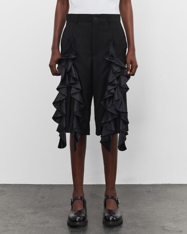 Noir Kei Ninomiya - Women's Cropped Zip Ruffle Trousers - (Black)
