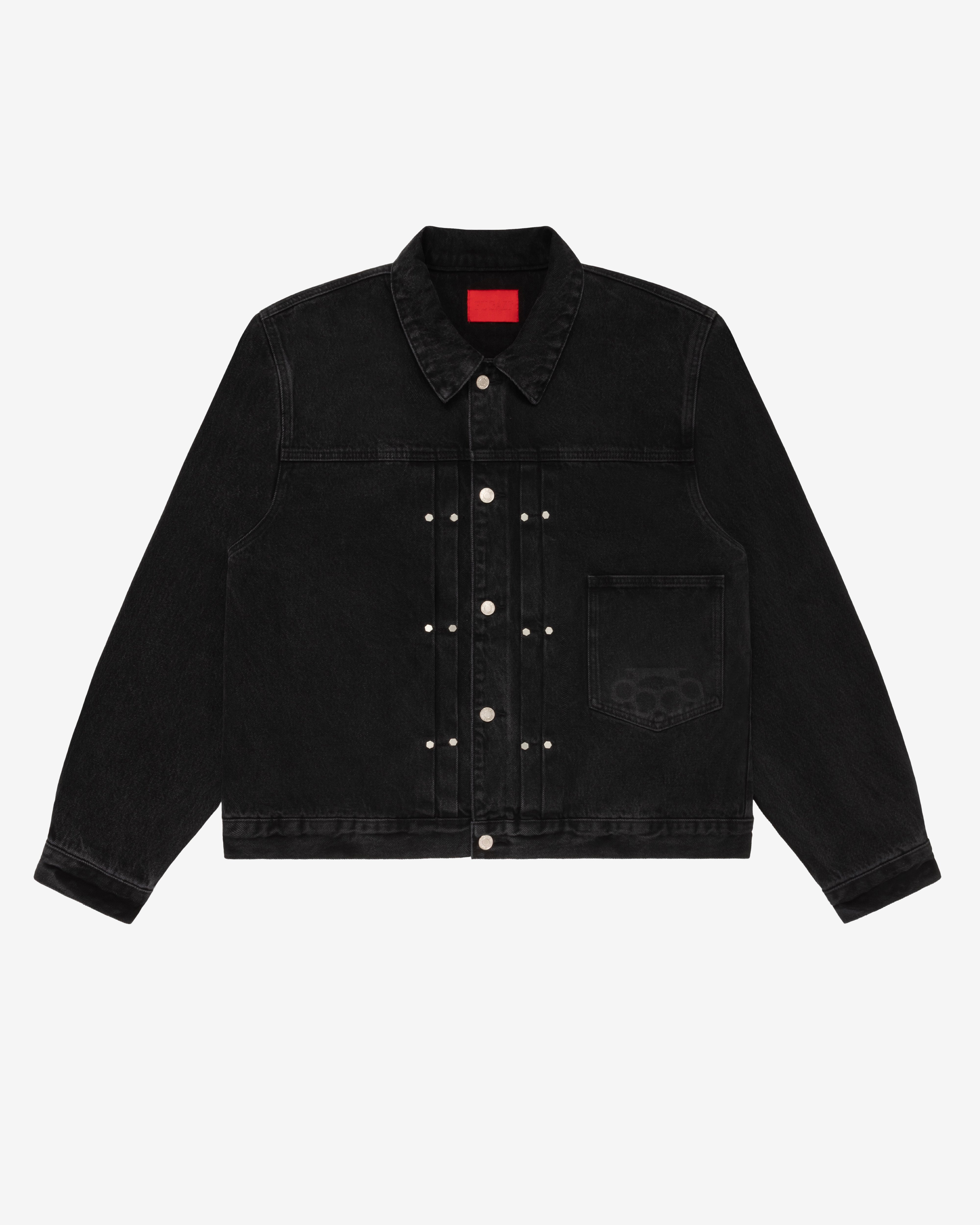 Fugazi: Men's Novelty Denim Jacket (Washed Black) | DSMNY E-SHOP