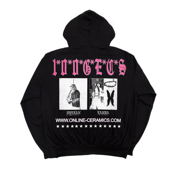 Online Ceramics x 100 Gecs - Men's Logo Black Zip-Up Hoodie - (Black)