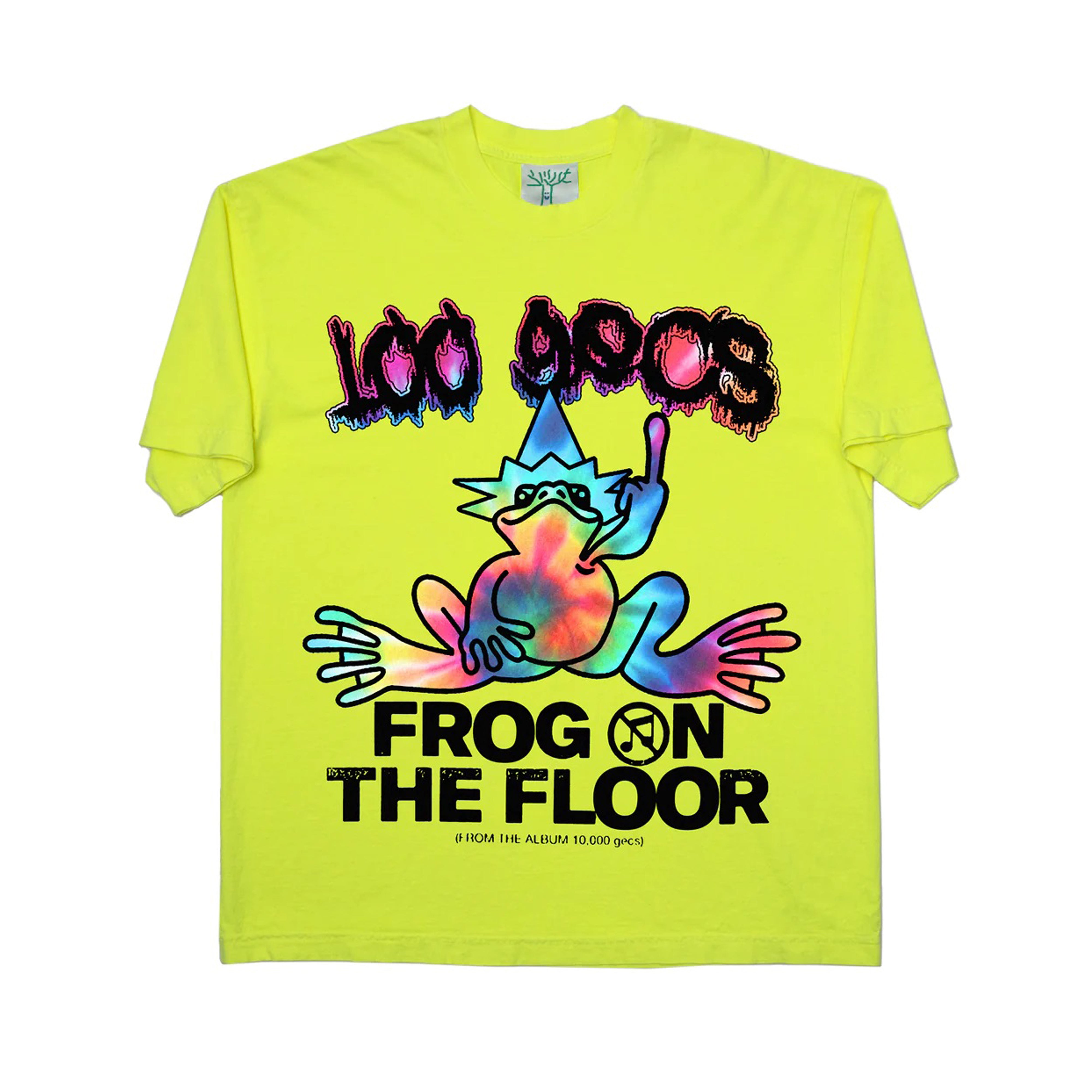Online Ceramics x 100 Gecs Men's Frog On The Floor Tee (Neon Yellow