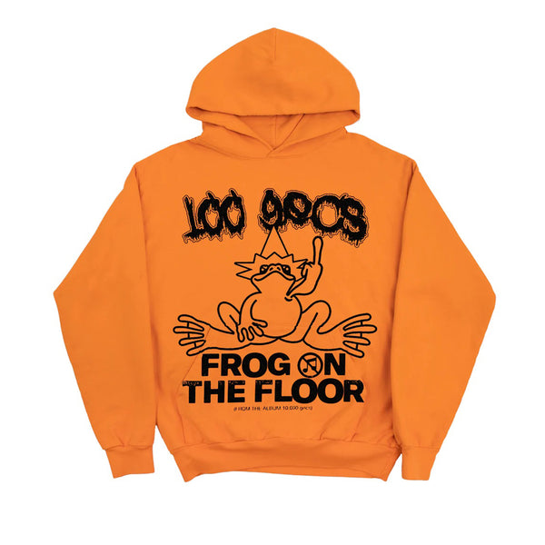 Online Ceramics x 100 Gecs - Men's Frog On The Floor Hoodie - (Neon Orange)
