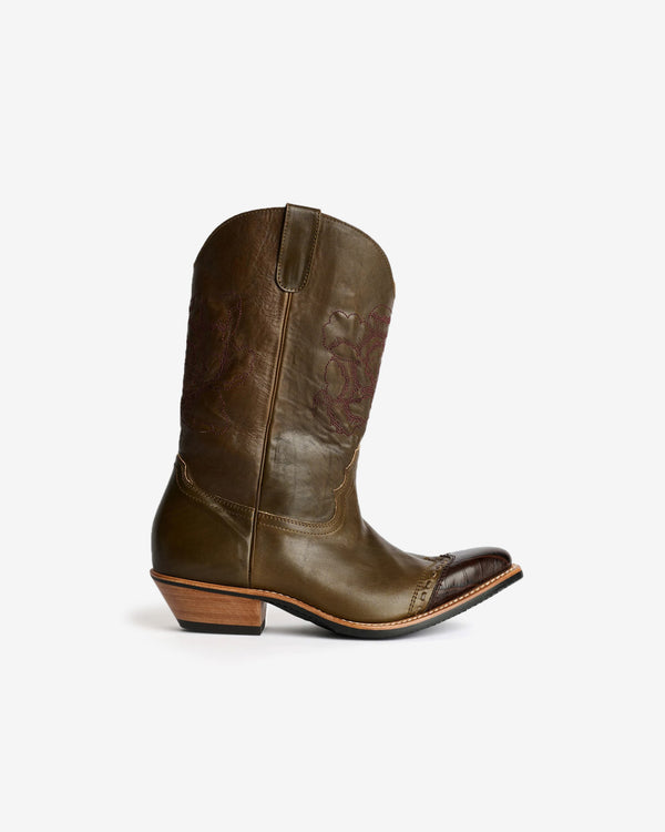 Our Legacy - Men's Floral Consultant Boot - (True Dye Olive Leather)