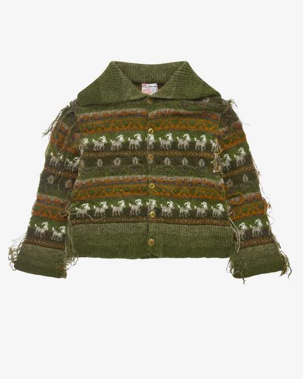 Oscar Ouyang - Men's Fair Isle Sheep Knit Cardigan - (Khaki)