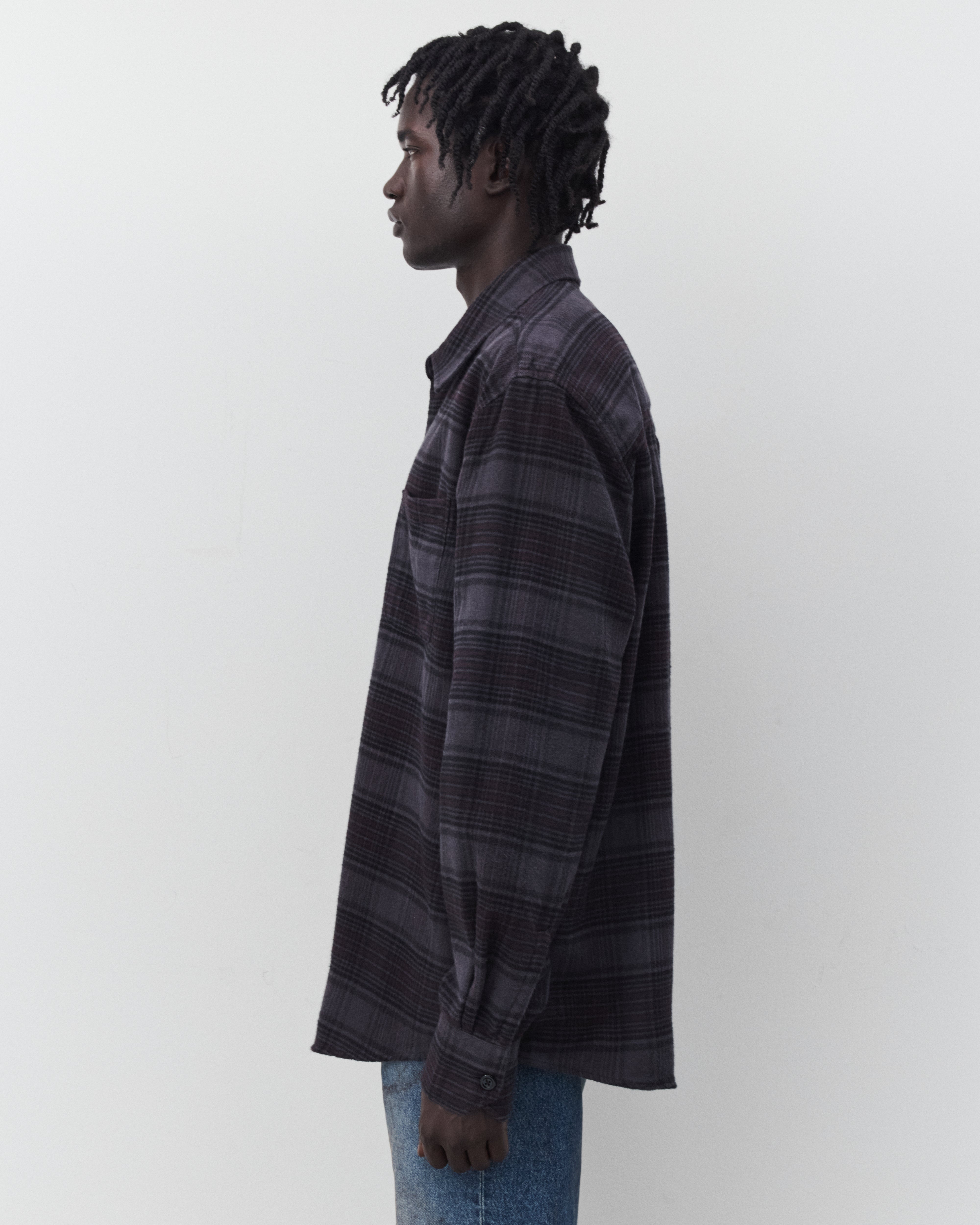 OUR LEGACY Above shirt 黒　サイズ46 Our Legacy: Men's Above Shirt (Faded Nocturne Check Flannel