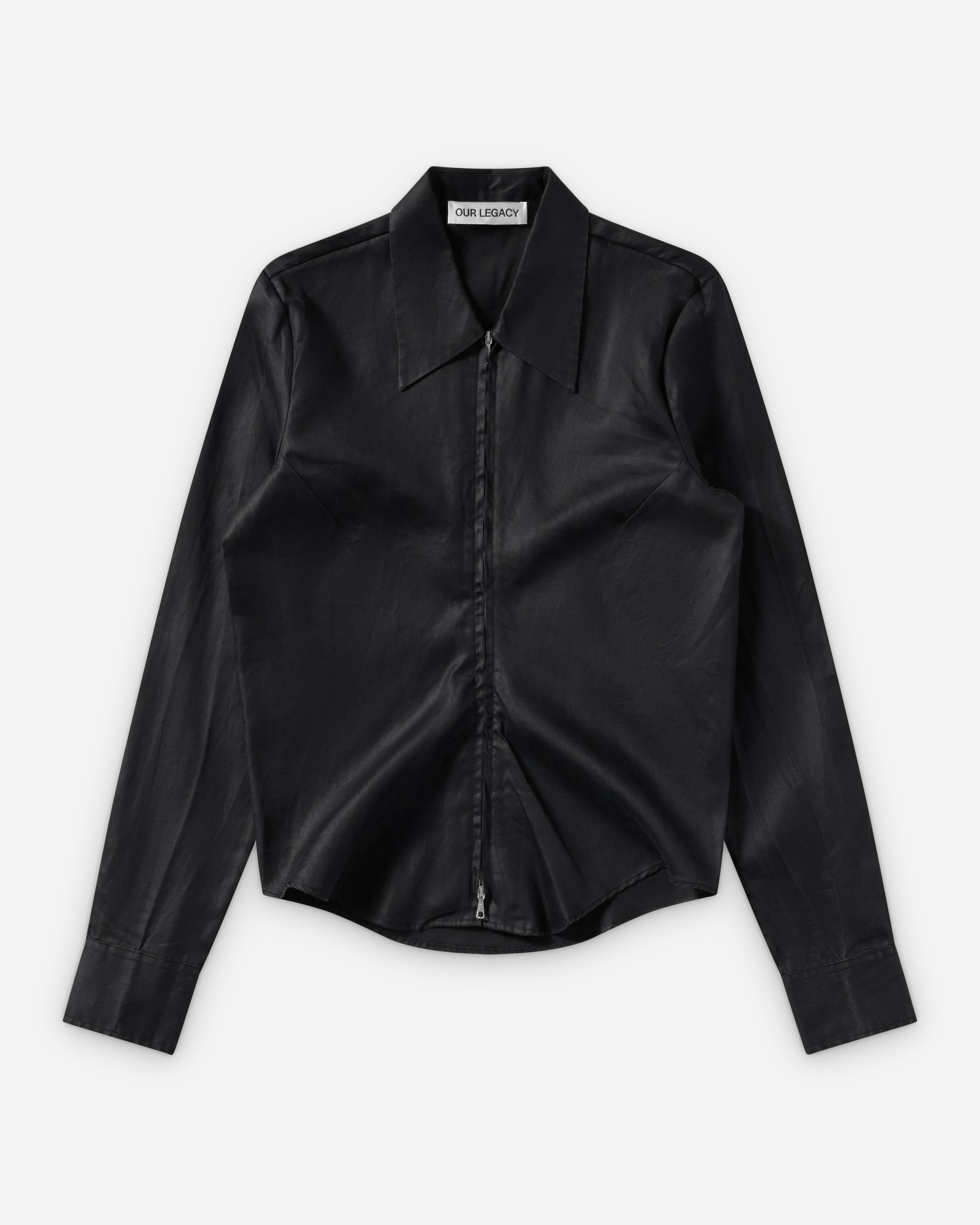 Our Legacy: Women's Slim Zip Shirt (Lacquer Black Mirror Tencel