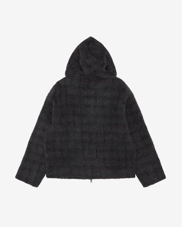 Our Legacy - Men's Full Zip Hood - (Fuzzed Plum Check Hairy Wool)
