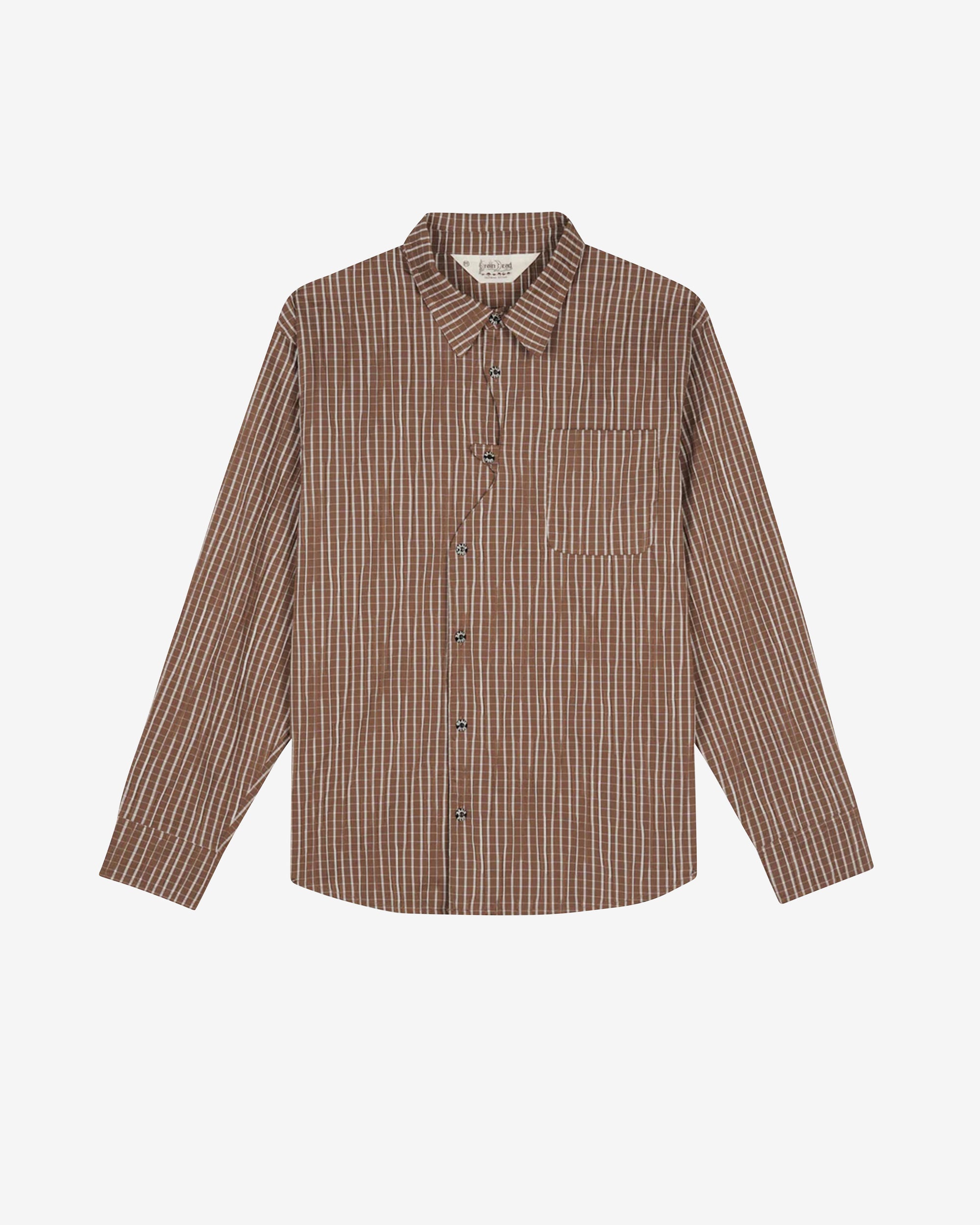 Brain Dead - Men's Organic Placket Button Up Shirt - (Brown) view 1, Click to Zoom in