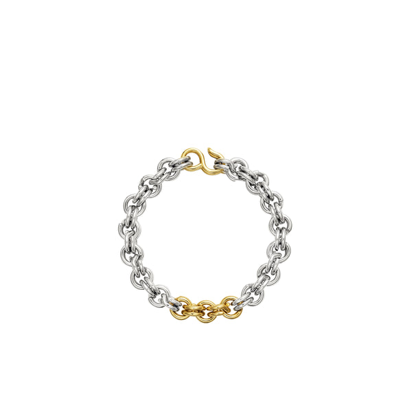 Ouie - Five Link Keyring Bracelet - (Sterling Silver/Yellow Gold)