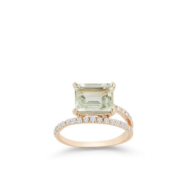 Mateo - Women's 14kt Gold Green Amethyst Point of Focus Ring - (Yellow Gold)