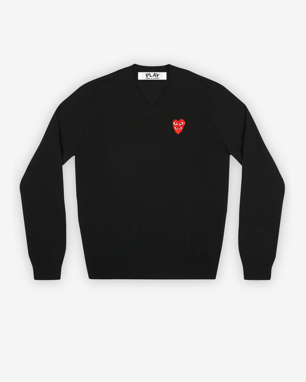 Play Comme des Garçons - Double Eye V Neck Sweater - (Black)