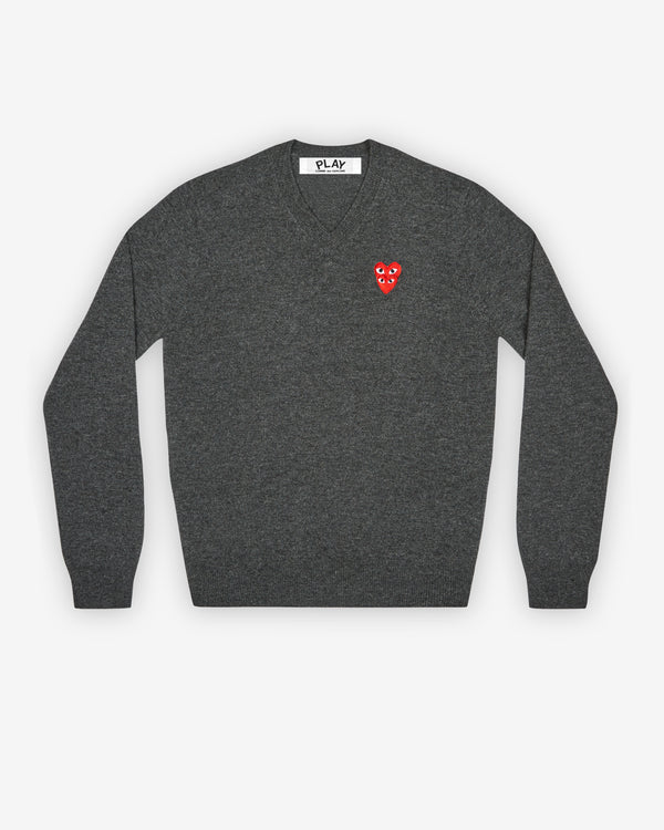 Play Comme des Garçons - Double Eye V Neck Sweater - (Grey)