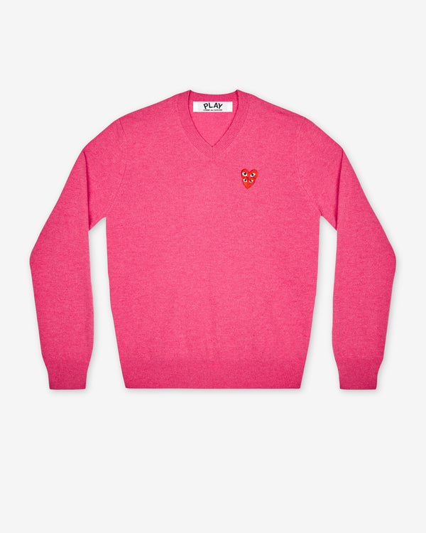 Play Comme des Garçons - Double Eye V Neck Sweater - (Pink)